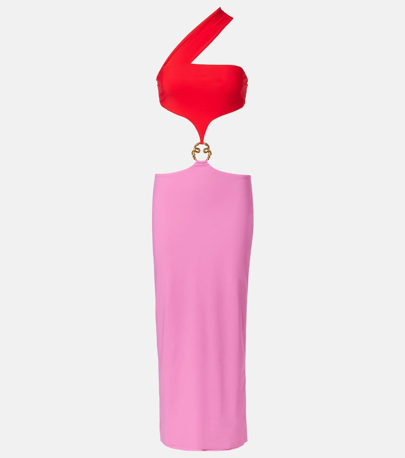 Roberto Cavalli Cutout one-shoulder midi dress in Pink