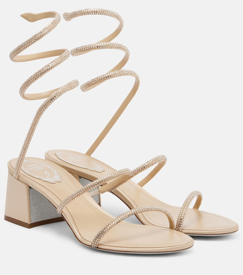 Rene Caovilla Cleo crystal-embellished satin sandals