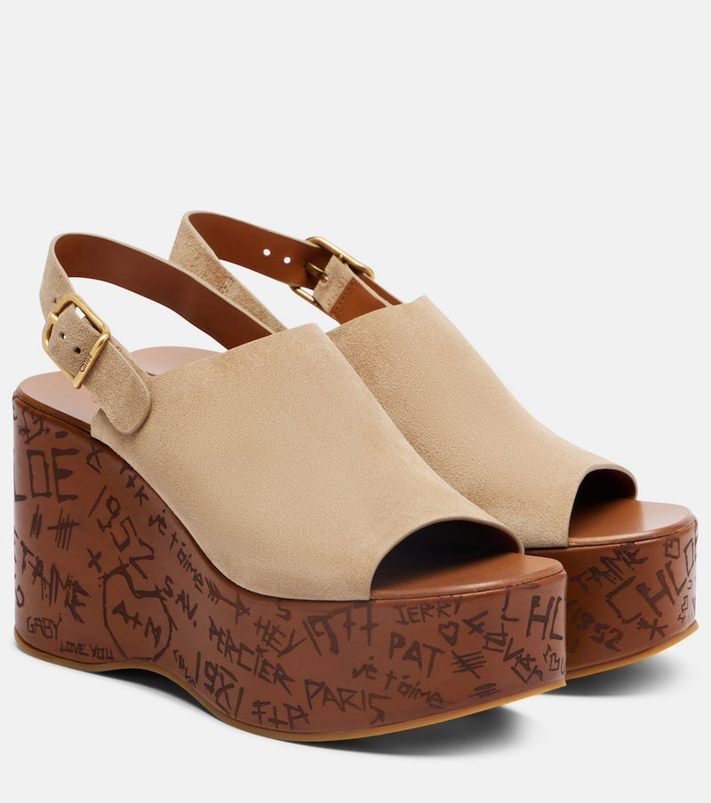 Chloe Maxime 80 suede wedge sandals