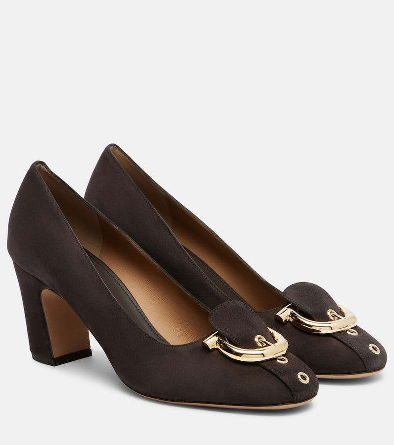 Ferragamo Gancini suede pumps