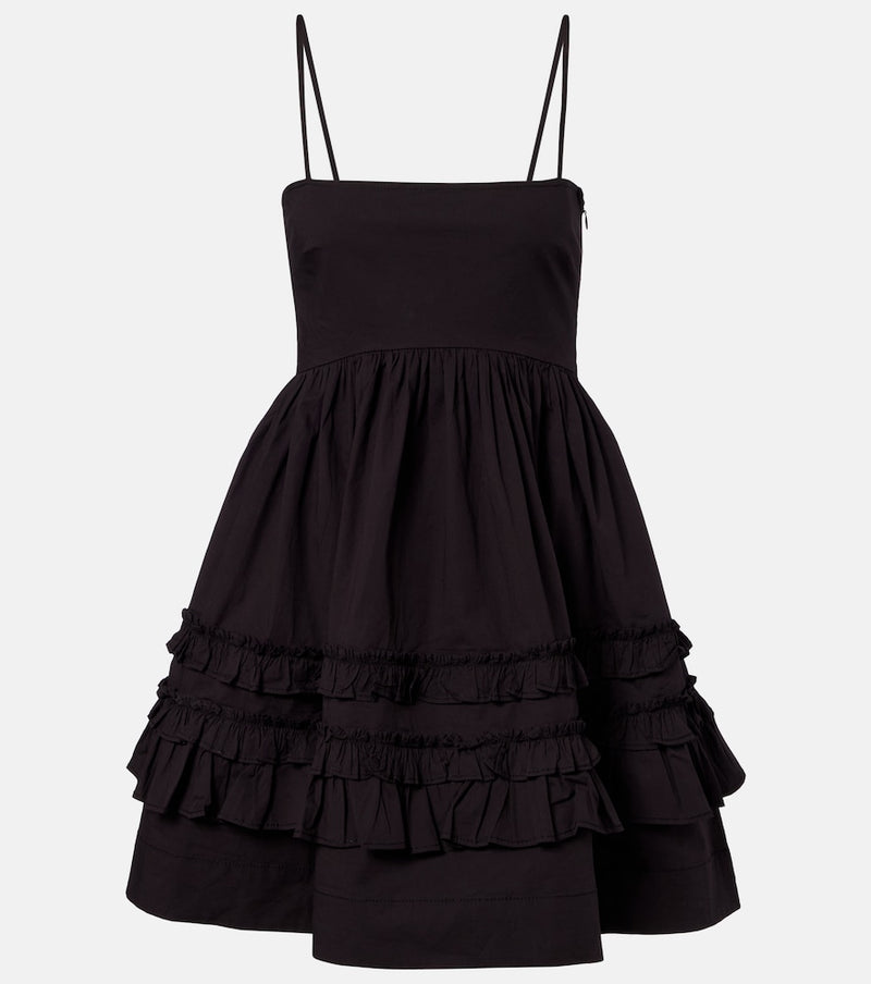 Ganni Ruffled cotton-blend minidress