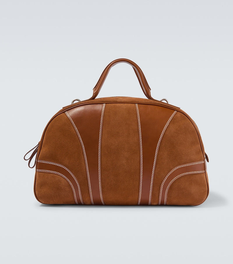 Dries Van Noten Leather-trimmed suede duffel bag