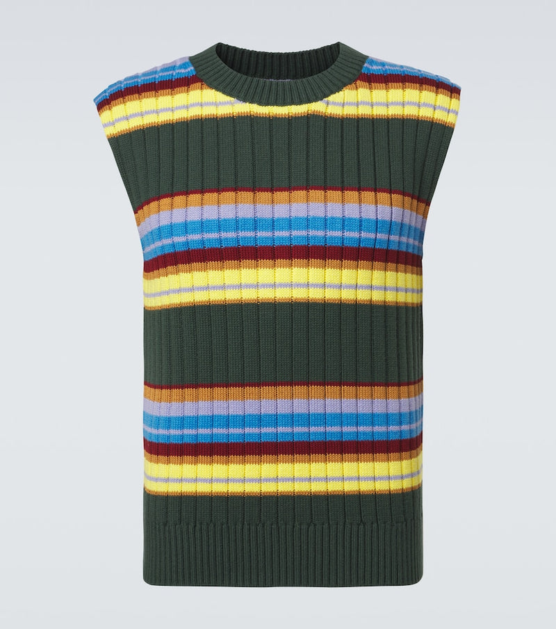 Dries Van Noten Striped cotton and wool sweater vest