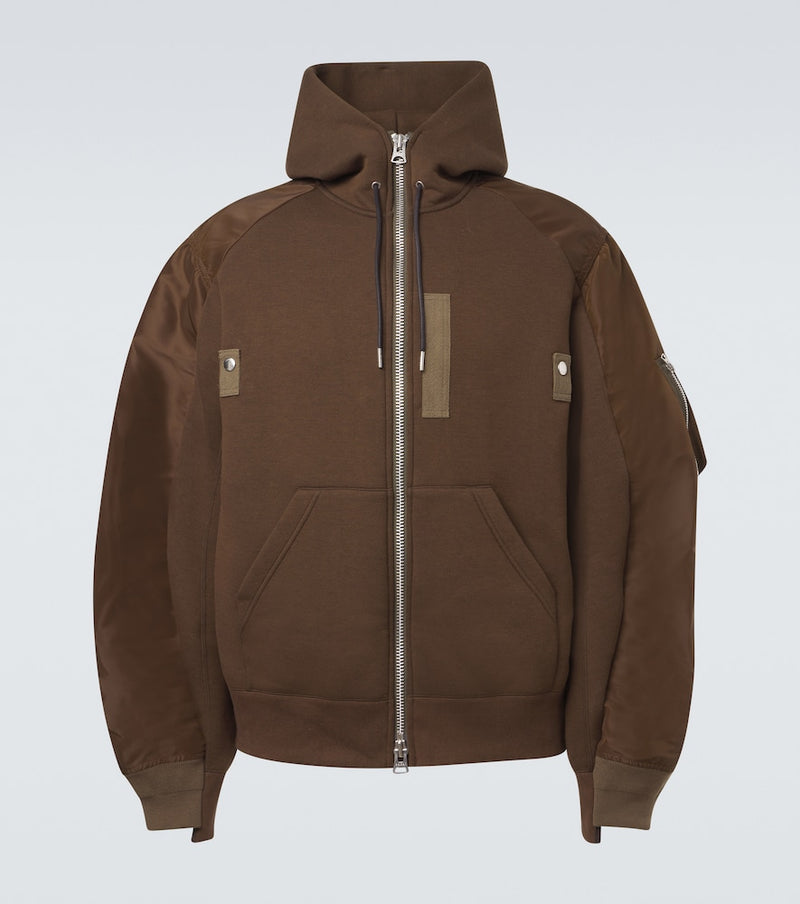 Sacai Cotton-blend and twill hoodie