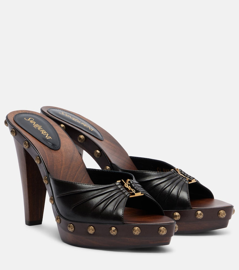 Saint Laurent Babylone studded leather platform mules