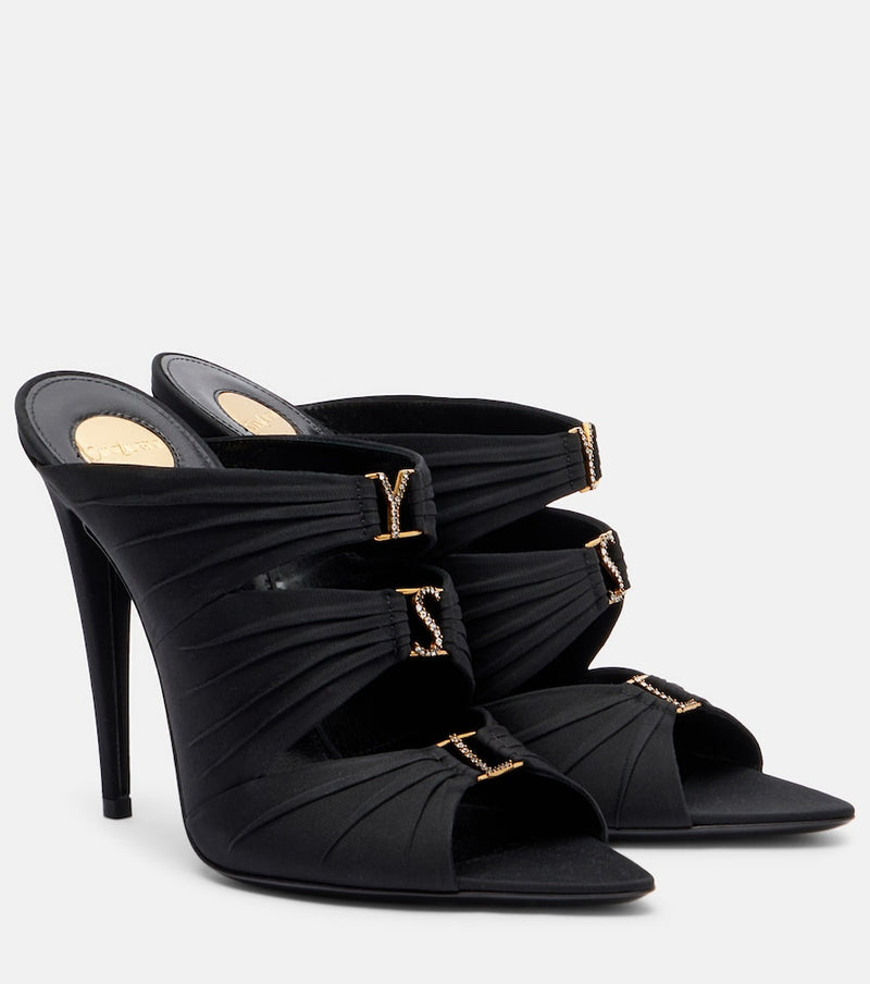 Saint Laurent Emilie crepe satin mules