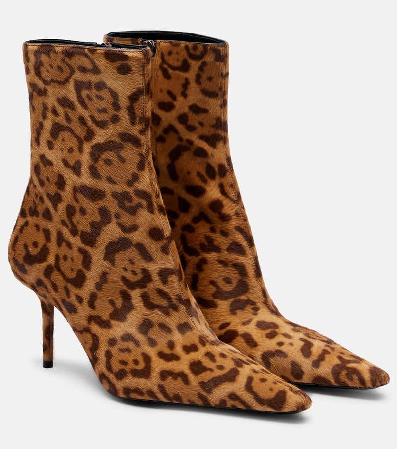Saint Laurent Ashley 75 calf hair ankle boots