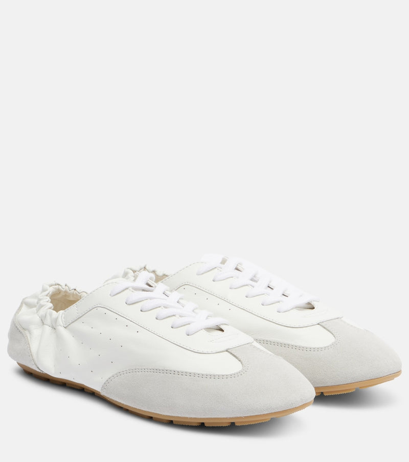 Saint Laurent Lewis suede-trimmed leather sneakers