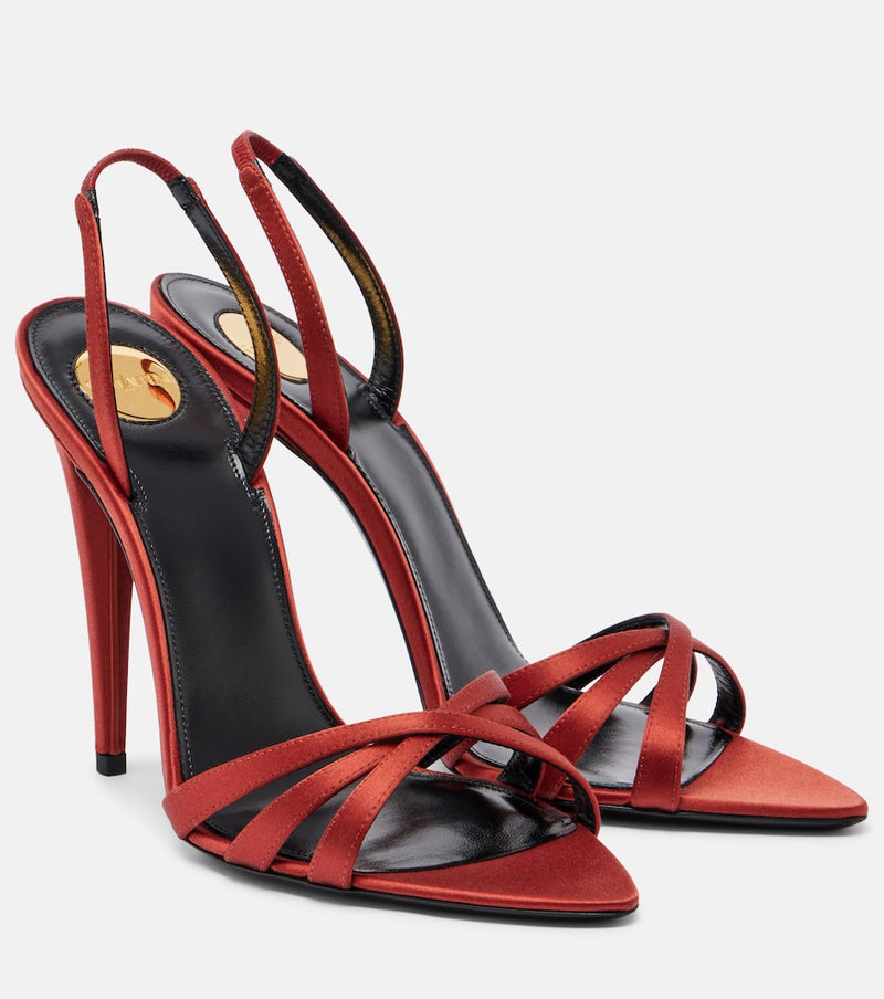 Saint Laurent Kate crepe satin slingback sandals
