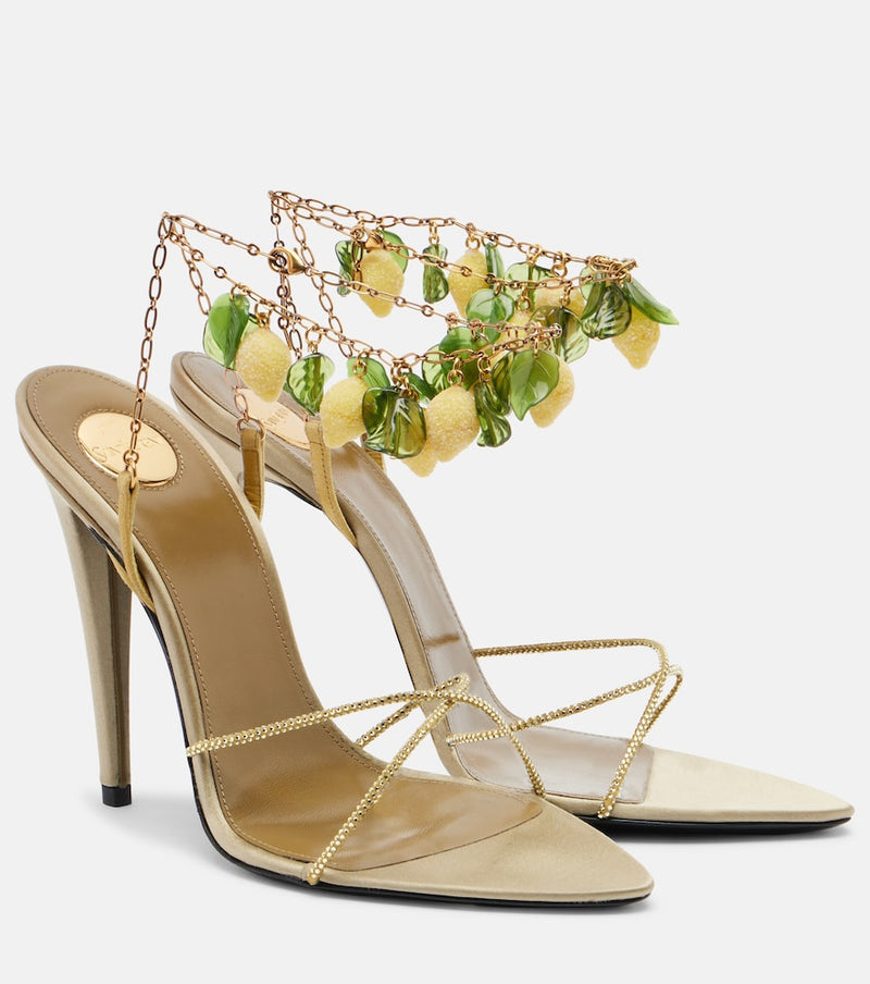 Saint Laurent Mon Cheri embellished suede sandals