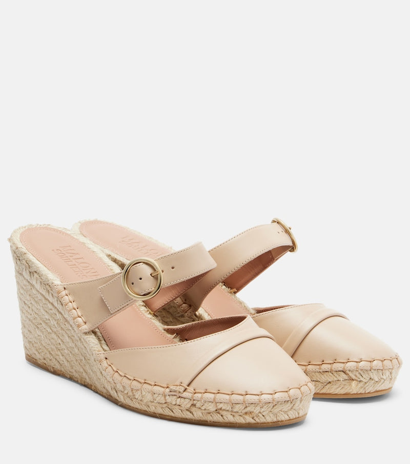 Malone Souliers Farah leather espadrille wedges in Buff