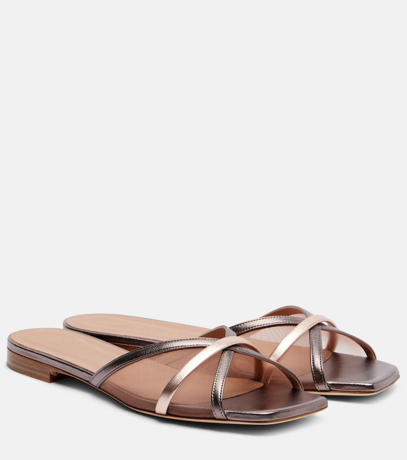 Malone Souliers Perla leather and mesh slides