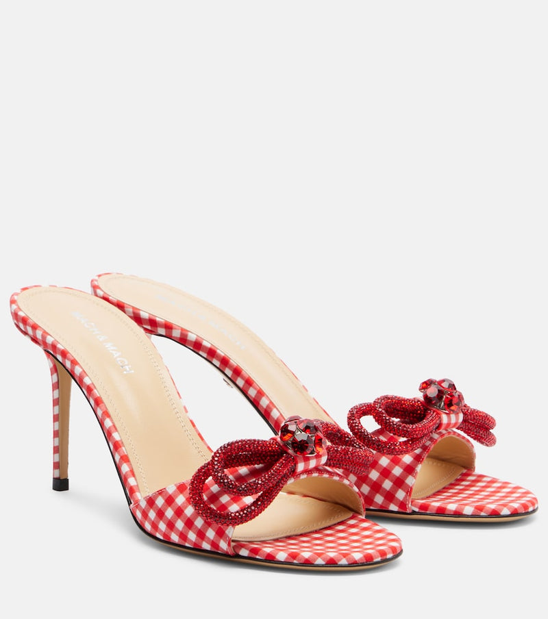 Mach & Mach Double Bow 85 gingham mules