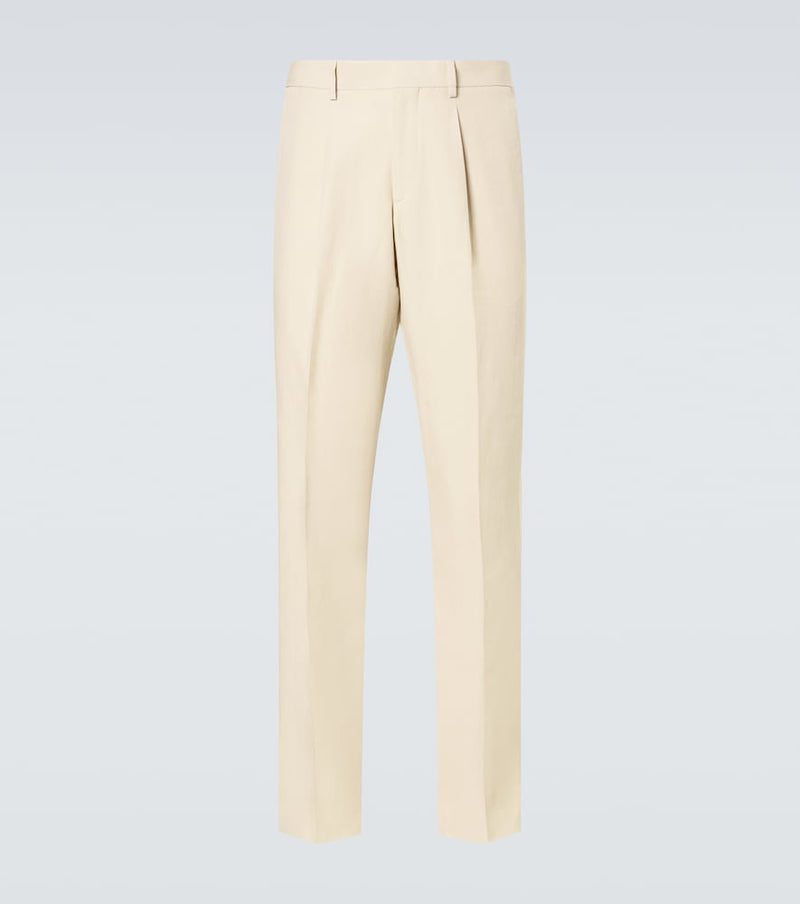 Lardini Linen, cotton, and silk straight pants in Beige