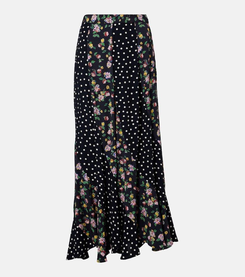 Rixo Gracella paneled midi skirt