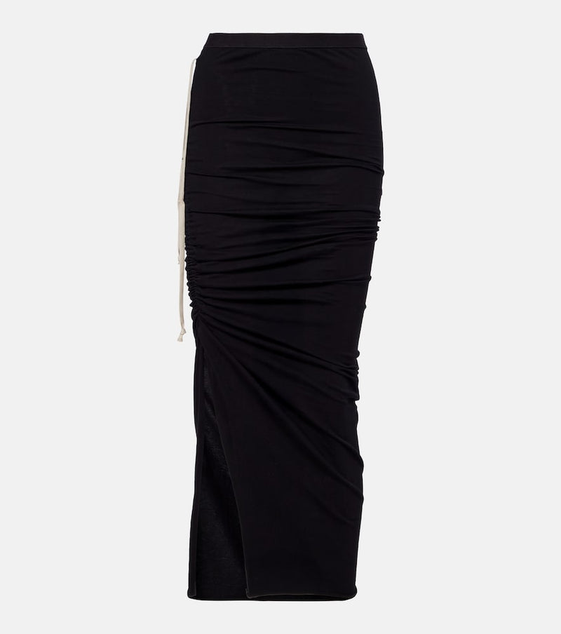 Rick Owens Edfu cotton jersey midi skirt in Black