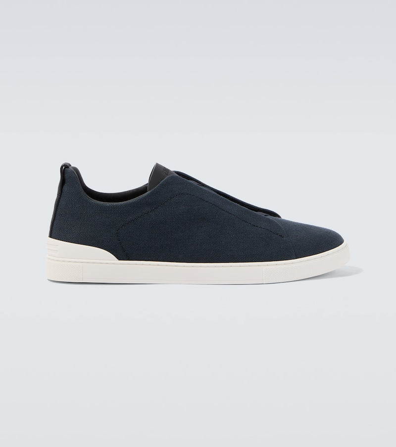 Zegna Triple Stitch canvas slip-on sneakers