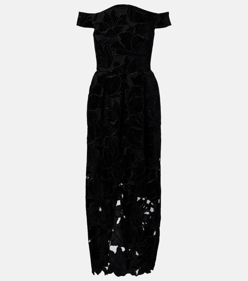 Erdem Cutout velvet and tulle cocktail dress