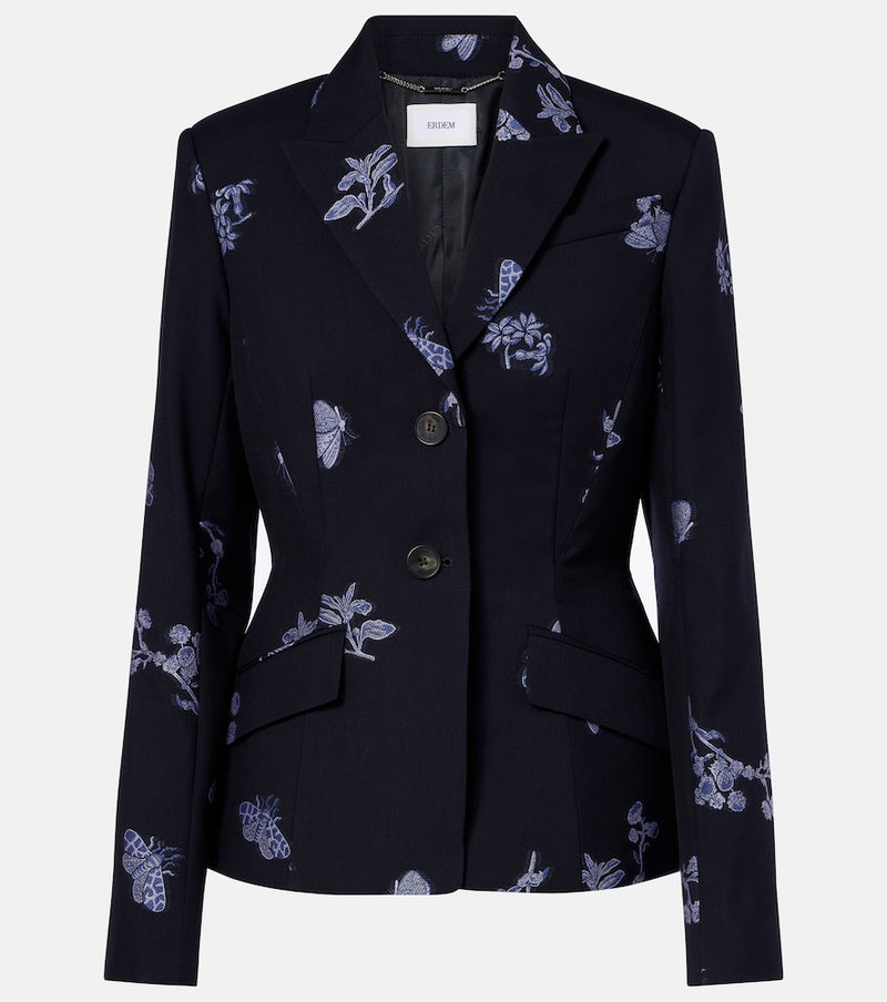 Erdem Wool and cotton jacquard blazer