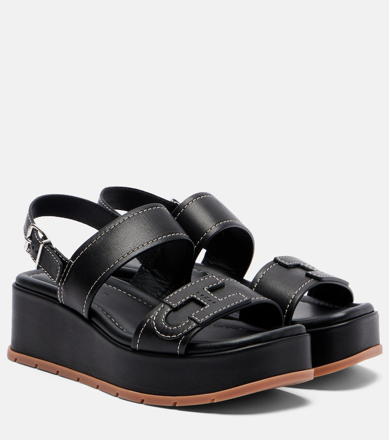 Hogan H703 leather platform sandals