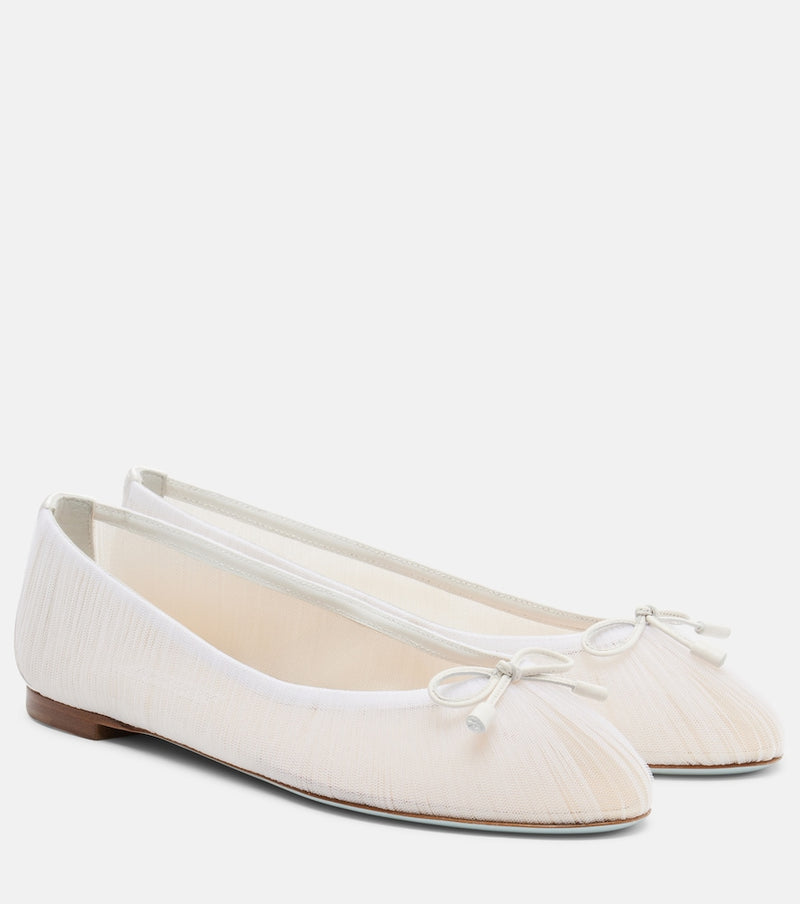Aquazzura Voile leather-trimmed tulle ballet flats