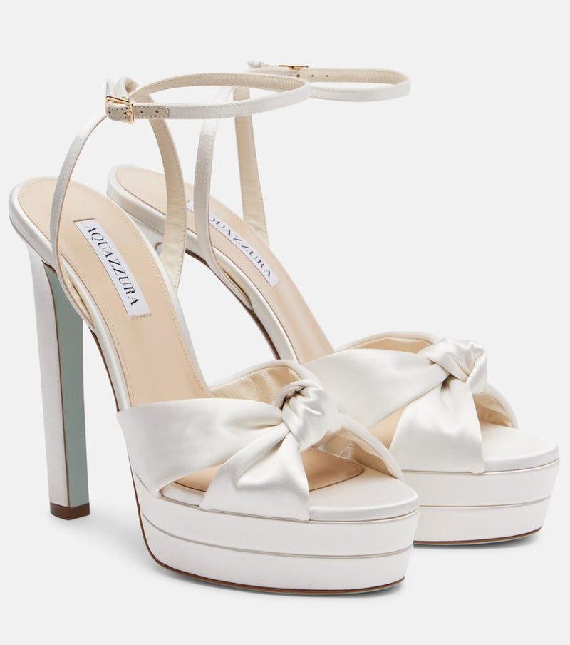 Aquazzura Bridal Cupid 130 silk satin platform sandals