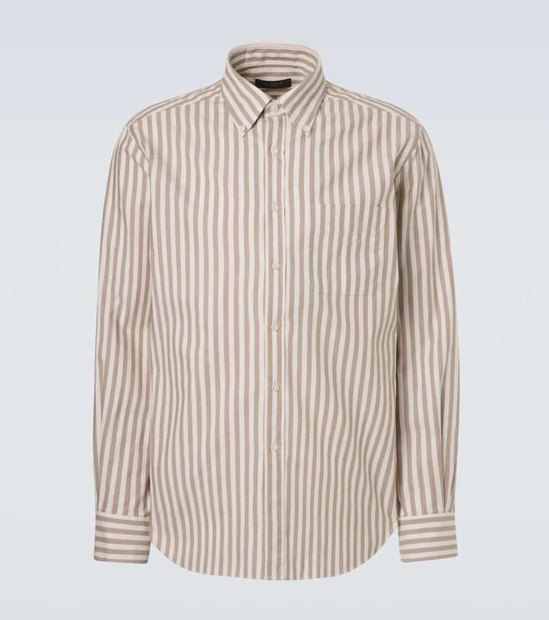 Slowear Striped cotton shirt in Noce Medio