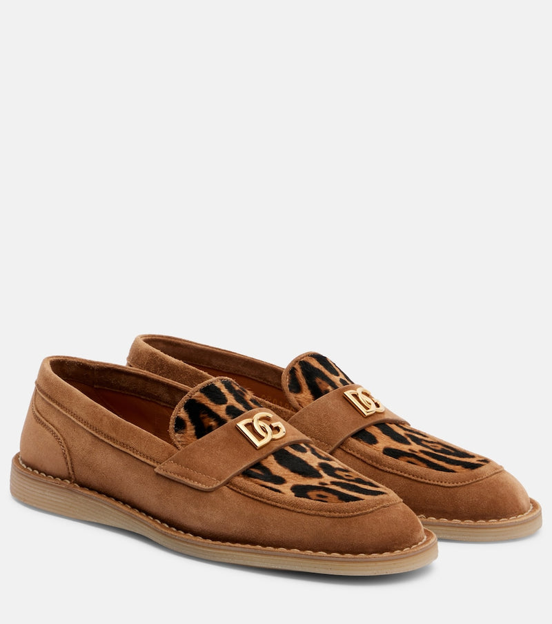 Dolce & Gabbana DG suede and calf hair loafers