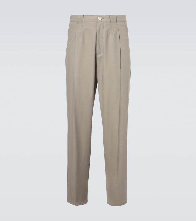Brunello Cucinelli Pleated cotton tapered pants