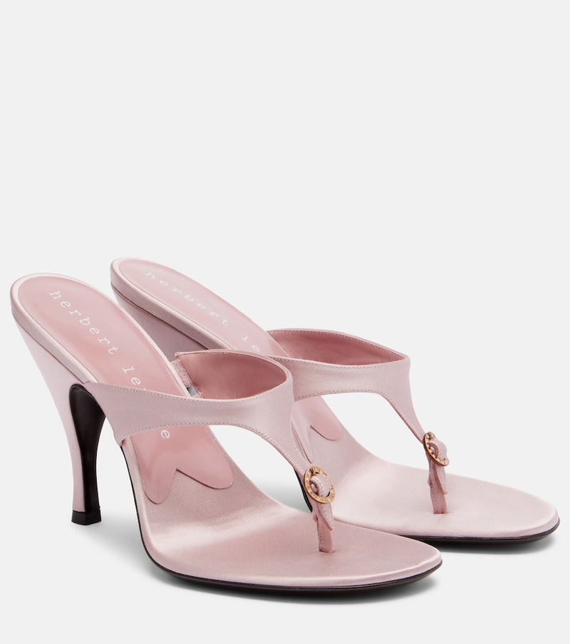 Herbert Levine Kiss And Tell embellished satin thong sandals