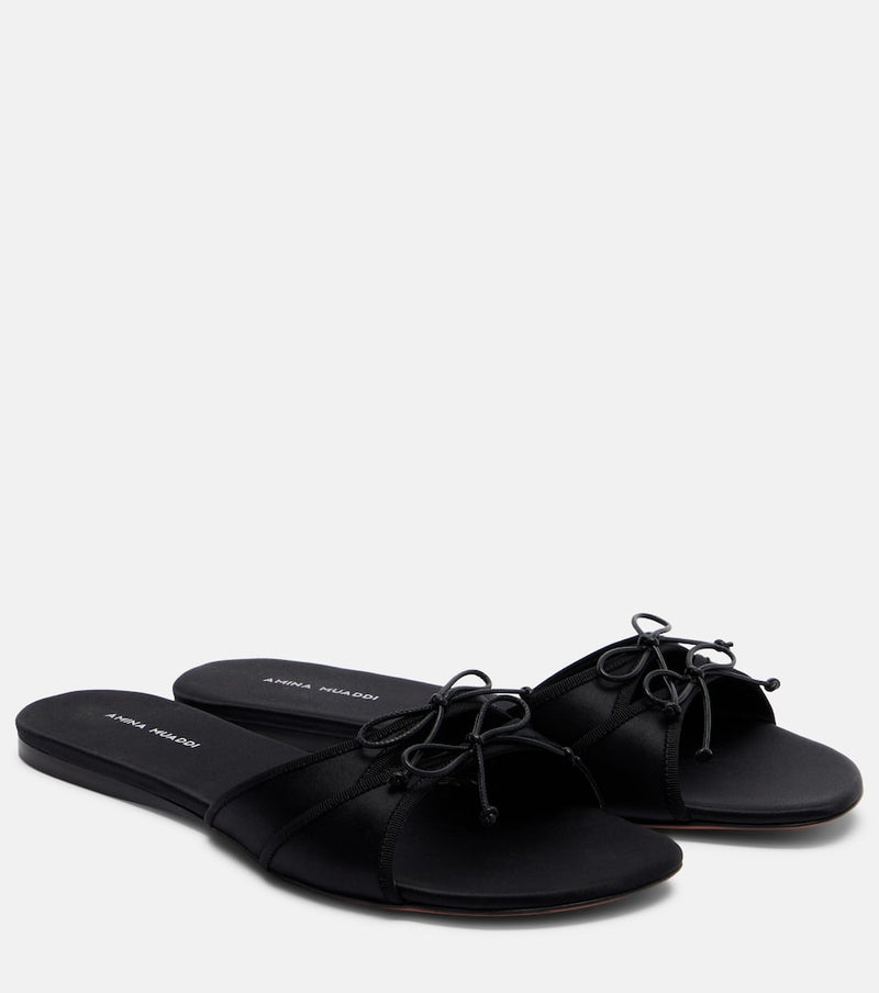 Amina Muaddi Eleonora bow-detail satin sandals