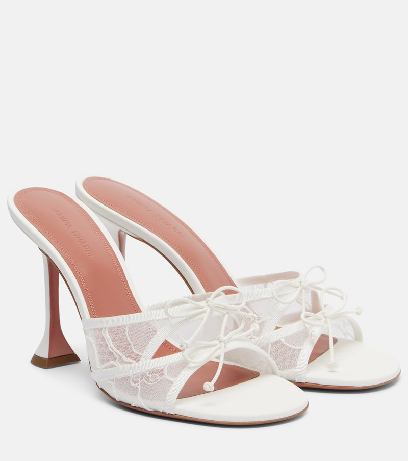 Amina Muaddi Eleonora bow-detail lace mules