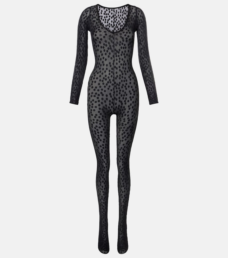 Wolford Sweet Dots polka-dot sheer catsuit