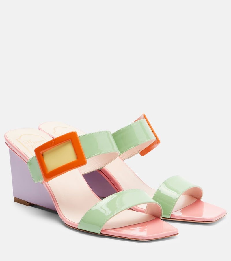 Roger Vivier Belle Vivier 60 patent leather wedge mules