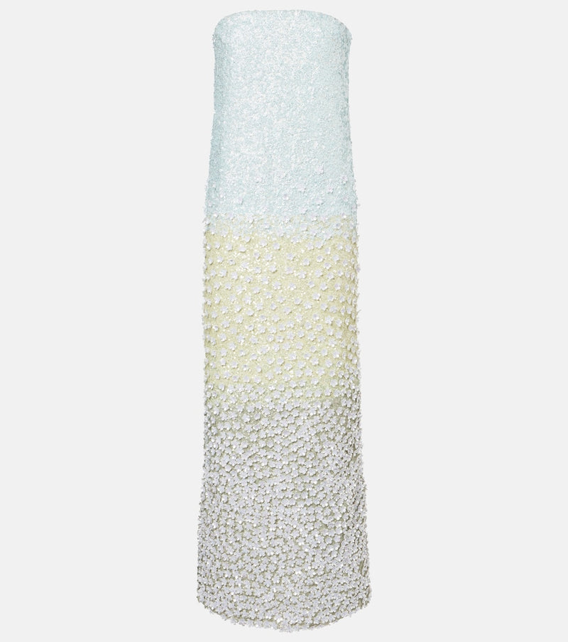 La Fuori Embellished silk bustier dress