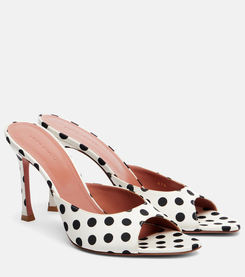 Amina Muaddi Alexa polka-dot satin mules