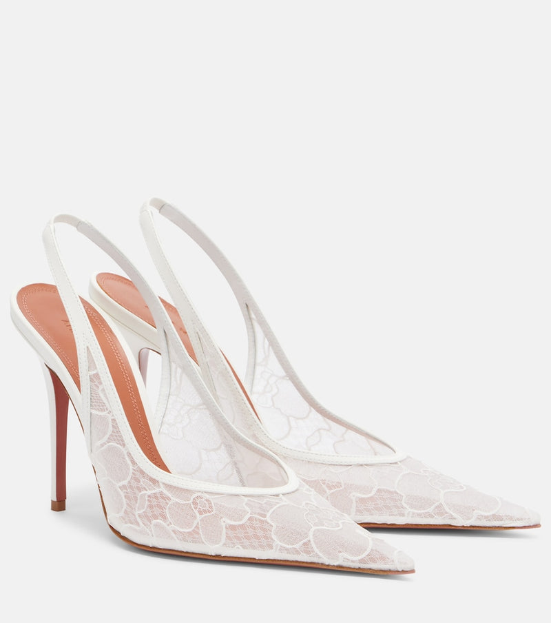Amina Muaddi Anok lace slingback pumps