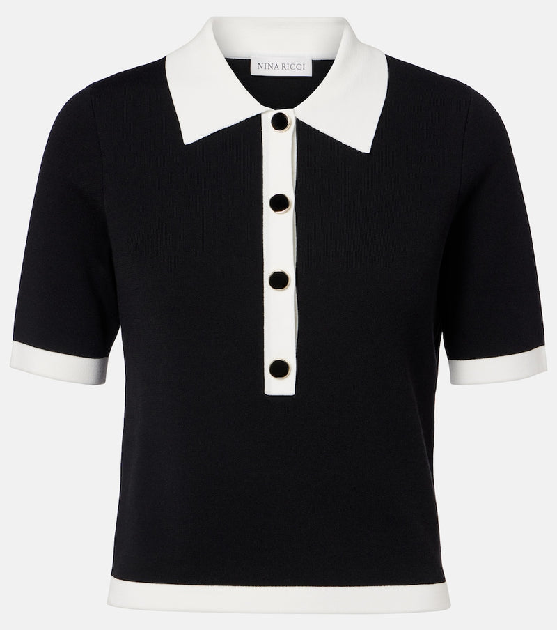Nina Ricci Ribbed-knit polo shirt