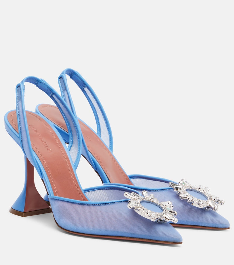 Amina Muaddi Begum embellished mesh slingback pumps
