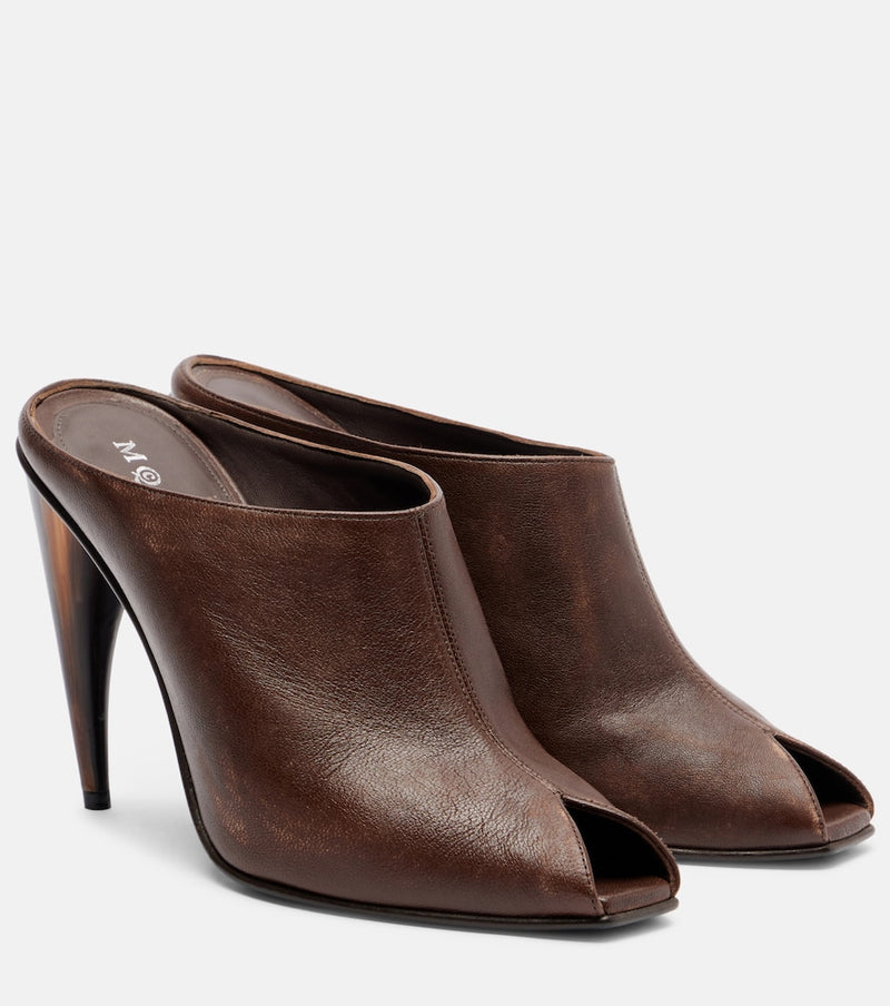 McQueen Horn leather mules