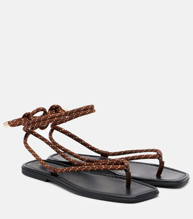 Veronica Beard Carmina leather-trimmed thong sandals in Cedar