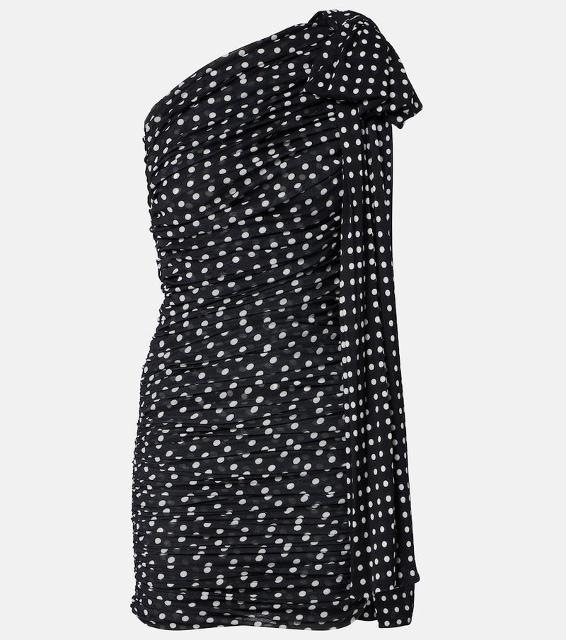 Patou Polka-dot one-shoulder minidress