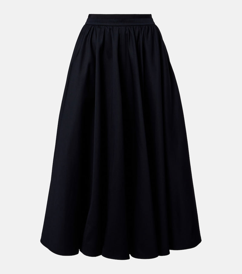 Patou Pleated cotton midi skirt