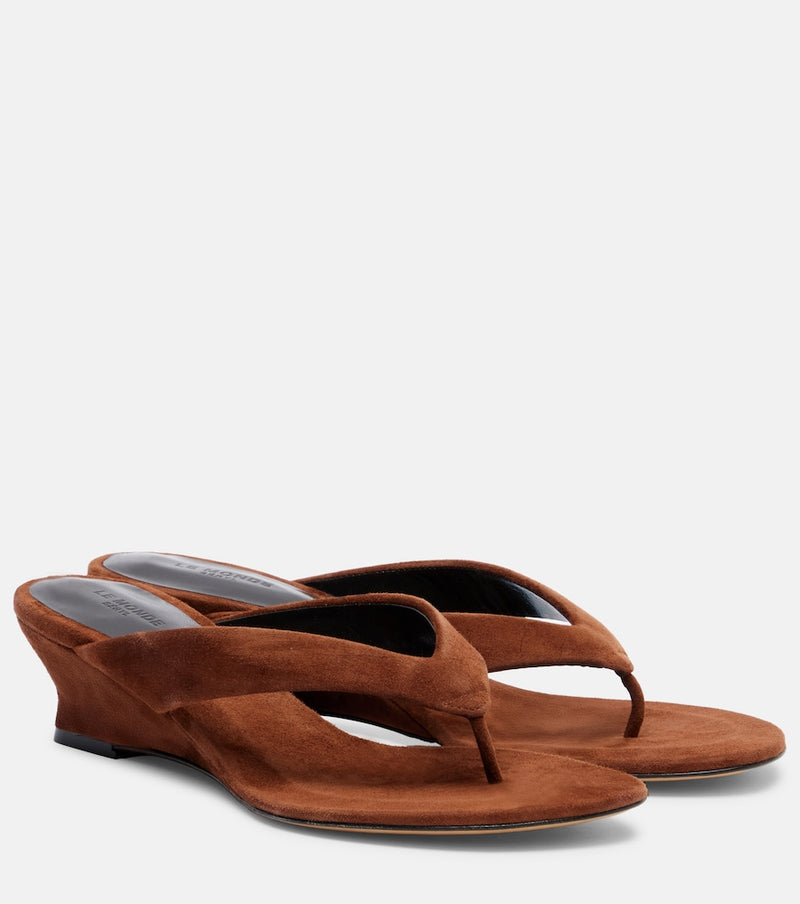 Le Monde Beryl Micro Wedge suede thong sandals