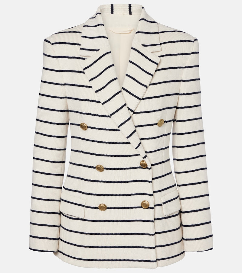 Brunello Cucinelli Knitted striped cotton blazer
