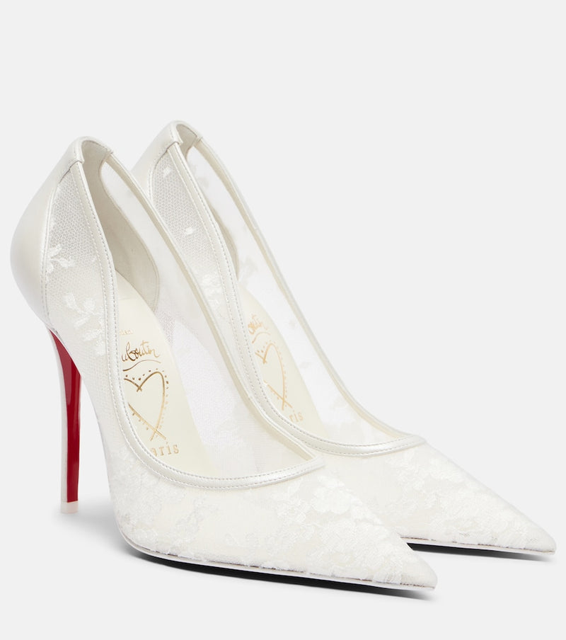 Christian Louboutin Miss Z floral leather-trimmed pumps