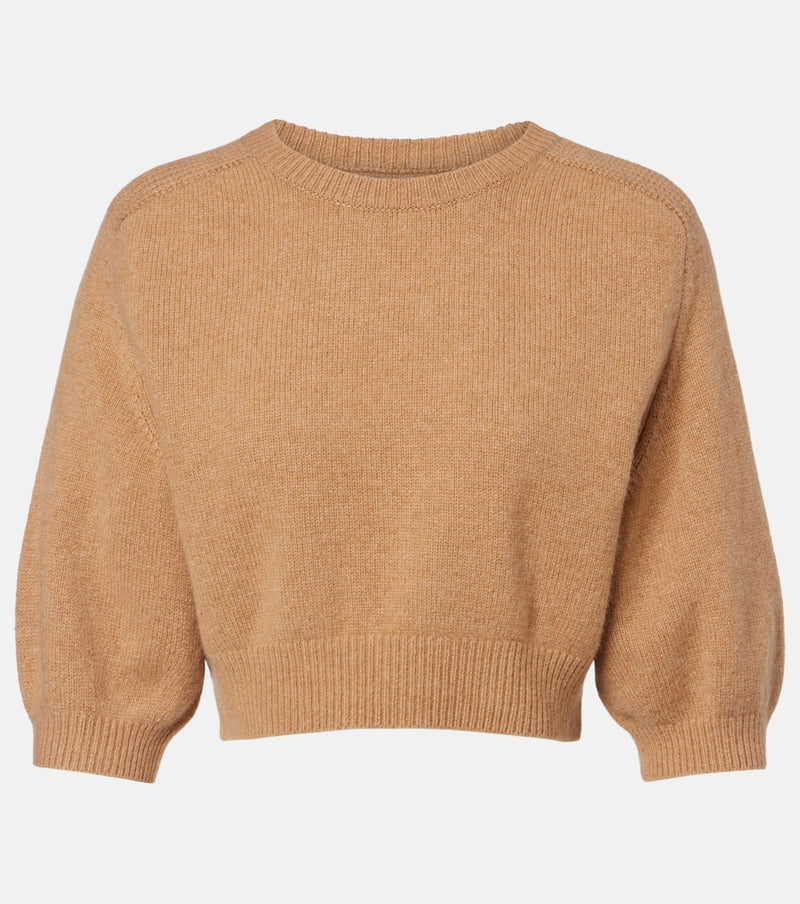 Khaite Lorelai cropped wool and cashmere sweater in Beige