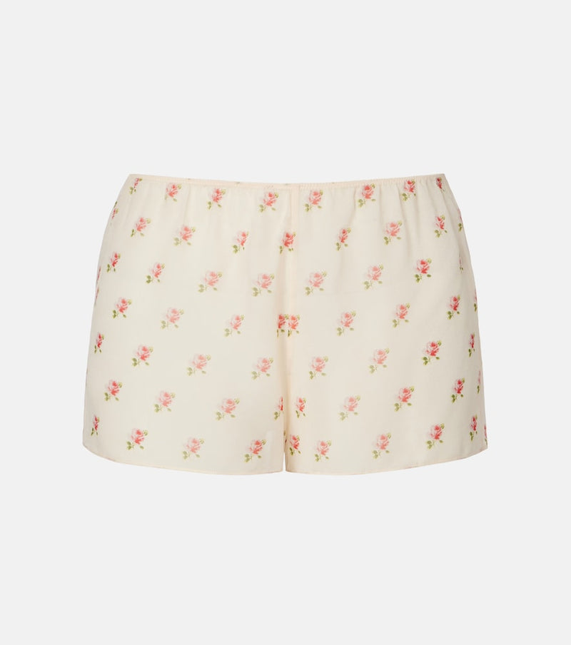 Khaite Tilly floral silk organza shorts