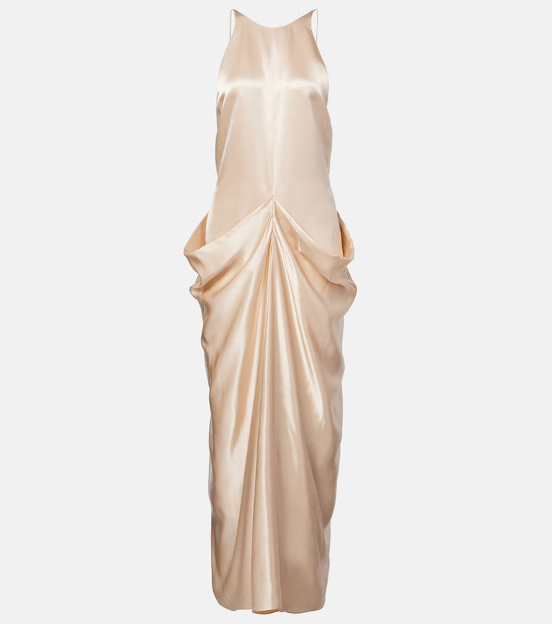 Khaite Draped gathered satin maxi dress
