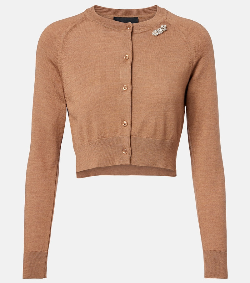 Simone Rocha Embellished cropped wool and silk cardigan